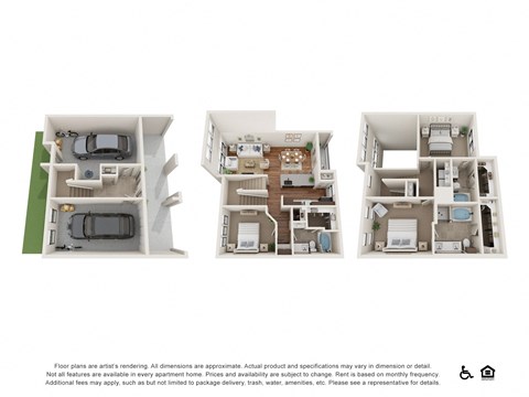 Floor plan for 3 beds, 3 baths, 1647 sqft